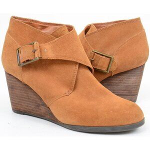 Lucky Brand Sumarah Leather Ankle Wedge Booties Women's Size 7